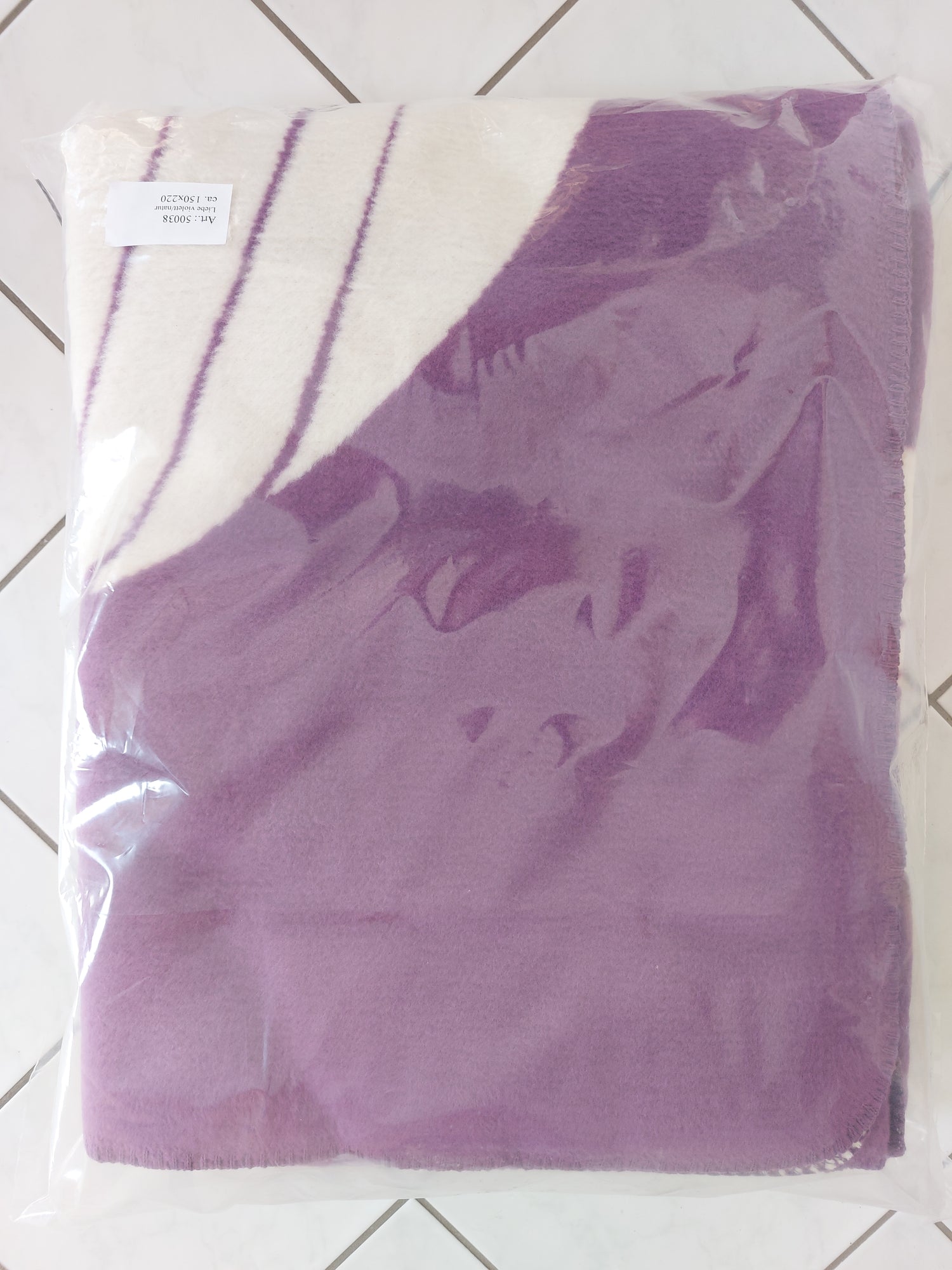 Liebe BIObaumwolldecke violett/natur 150x220 cm