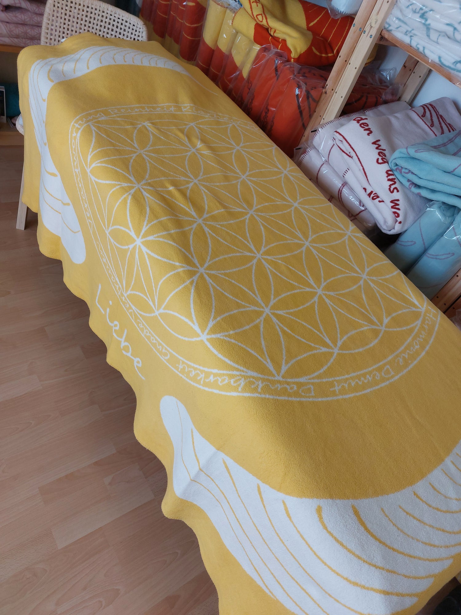 Liebe BIObaumwolldecke gelb/natur 150x220cm