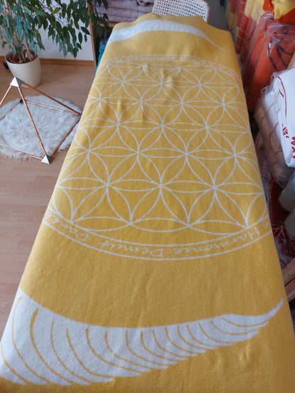 Liebe BIObaumwolldecke gelb/natur 150x220cm