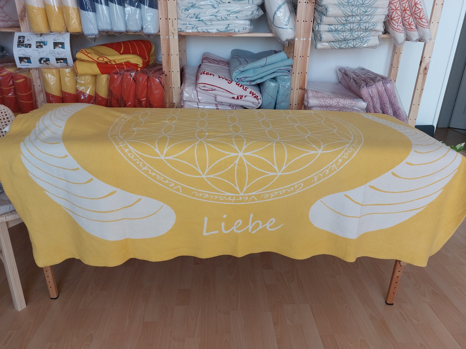 Liebe BIObaumwolldecke gelb/natur 150x220cm