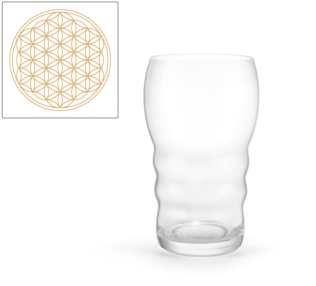 GALILEO Glas 0,5 Liter (Blume des Lebens Gold)